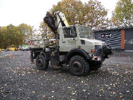 Mercedes Benz Unimog U2100 mit Kran Palfinger PK14500D